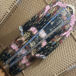 Free People Black and Gold Patterned Kimono